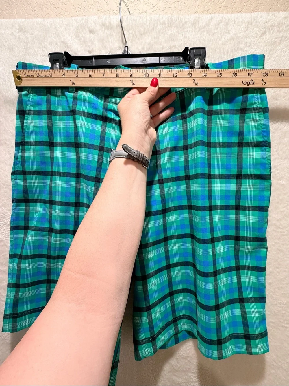 Nike Dri-FIT Hybrid Plaid Golf Shorts Performance Teal Multi Color 36